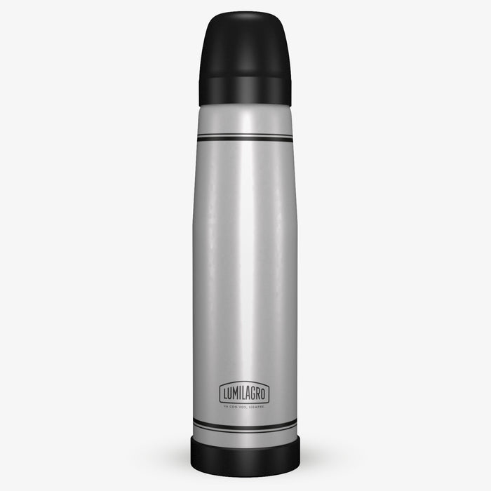 Lumilagro Termo de Acero Luminox Stainless Steel Thermos Vacuum Bottle with Pouring Beak for Mate, 1 l / 33.8 fl oz