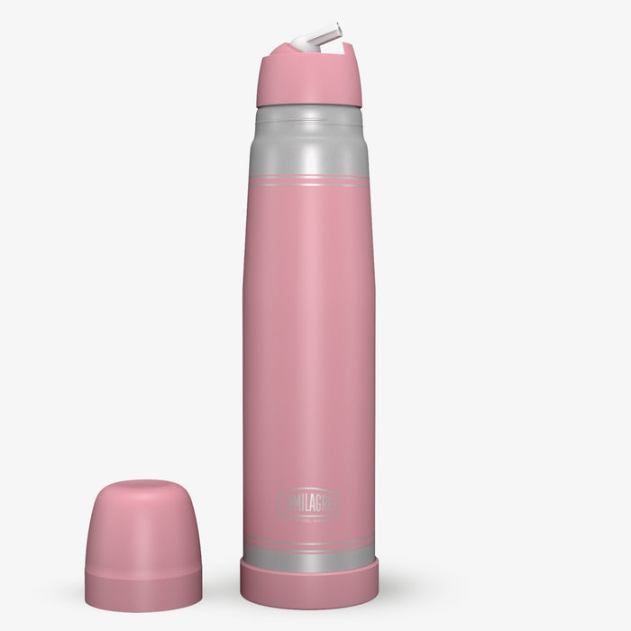 Lumilagro Termo de Acero Pastel Stainless Steel Thermos Vacuum Bottle with Pouring Beak for Mate, 1 l / 33.8 fl oz