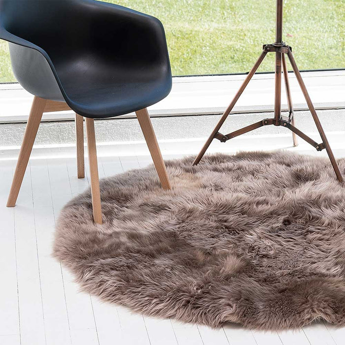 Luxury Round Cowhide Rug | Long Hair | 140 cm | Sheepskin Leather