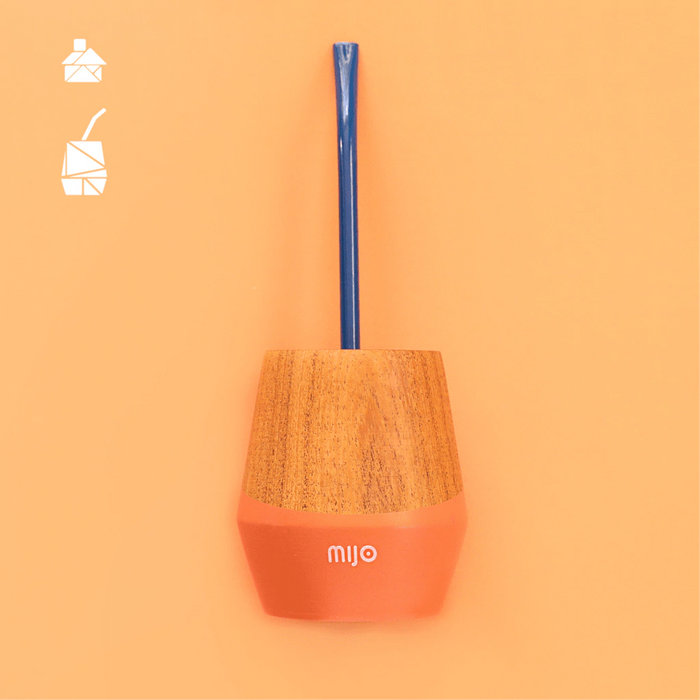 MIJO | Wooden Orange Mate with Carry Bag and "Bombilla" Straw | Mate de Madera con Bombilla (Choose Straw Color)