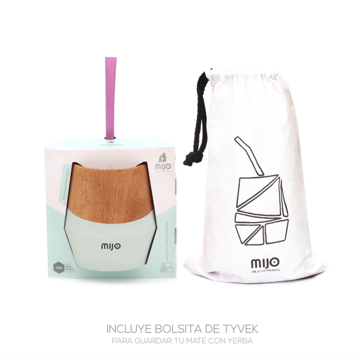 MIJO | Wooden Turquoise Green Mate with Carry Bag and "Bombilla" Straw | Mate de Madera con Bombilla (Choose Straw Color)