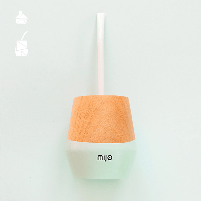 MIJO | Wooden Turquoise Green Mate with Carry Bag and "Bombilla" Straw | Mate de Madera con Bombilla (Choose Straw Color)