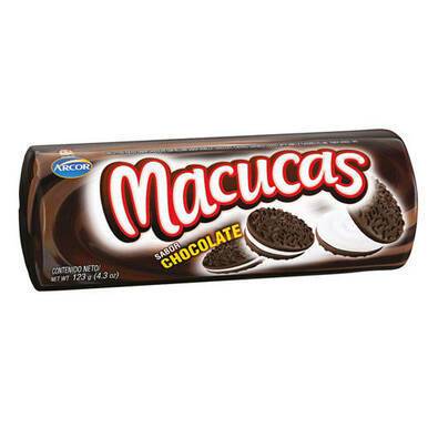 Macucas Galletitas Cookies de Chocolate Doce com Recheio de Baunilha, 123 g (pacote de 3) 