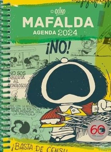 Mafalda 2024 Anillada Columna Turquesa - Agenda Planner - by Quino