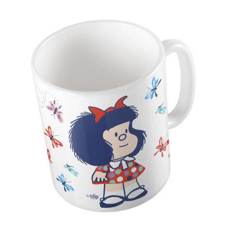Mafalda Comic Argentinian Ceramic Mug - Unique Self Reflection Design