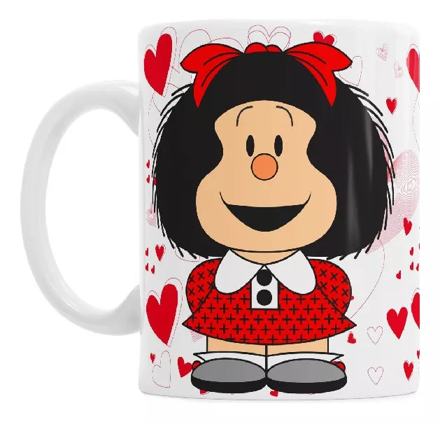 Mafalda Heart Ceramic Mug - Collectible Cartoon Coffee Cup