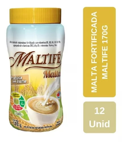 Maltifé Malta Pronto para Fazer Bebida de Malte em Pó Sem Cafeína, com Vitaminas A, B, D, Ferro e Zinco, 170 g / 5,99 oz 
