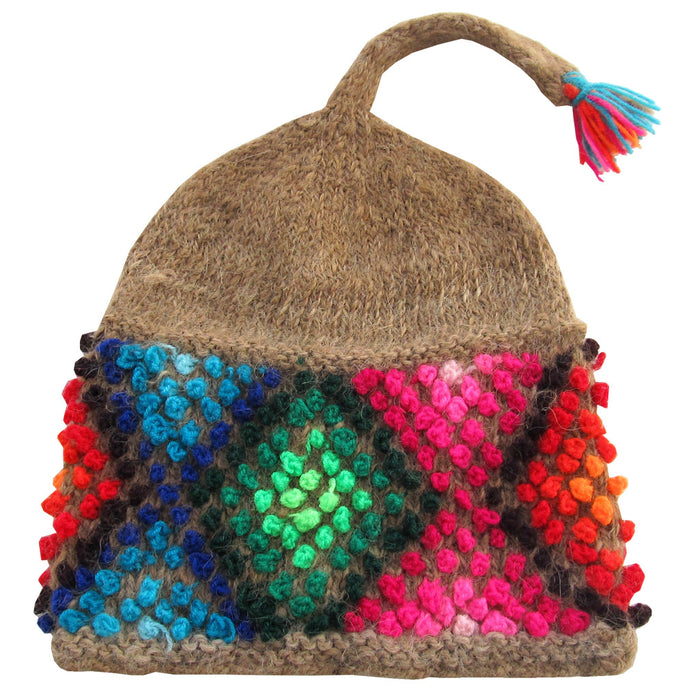 Mamakolla Authentic Andean Chullo Hat with Pom-Pom Tassel - Handcrafted for Women, Artisanal and Cozy