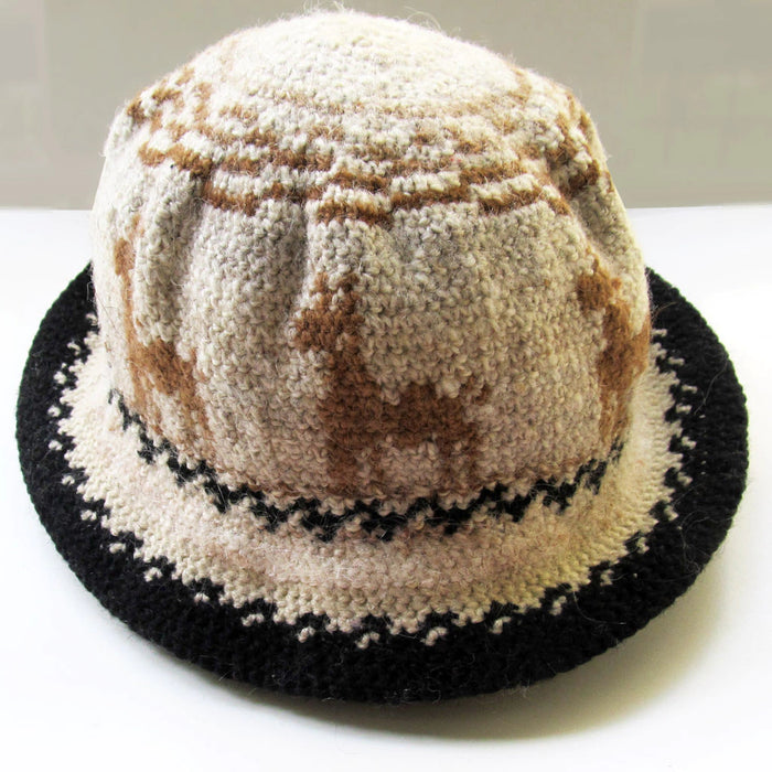 Mamakolla Handcrafted Andean Llama Beret for Adults - Artisanal Bombin with Andean Images