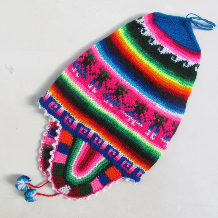 Mamakolla Handcrafted Earflap Hat for Kids or Women - Colorful Striped Beanie with Earflaps and Ties