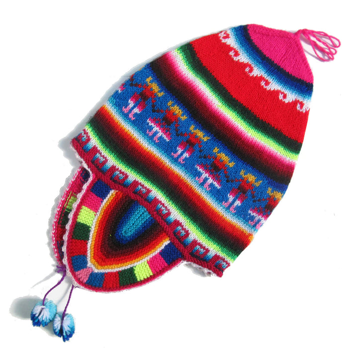 Mamakolla Handcrafted Earflap Hat for Kids or Women - Colorful Striped Beanie with Earflaps and Ties