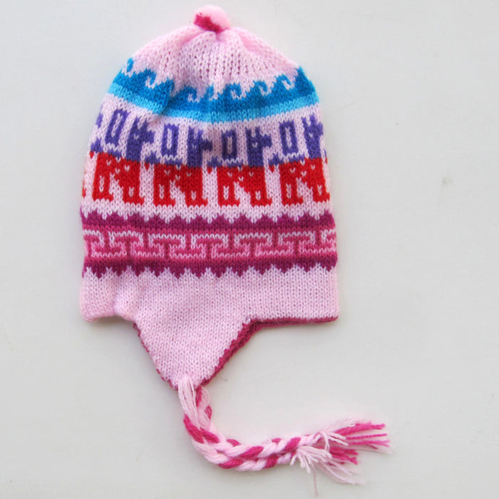 Mamakolla Handcrafted Reversible Baby Hat with Earflaps & Colorful Stripes for 0-2 Years