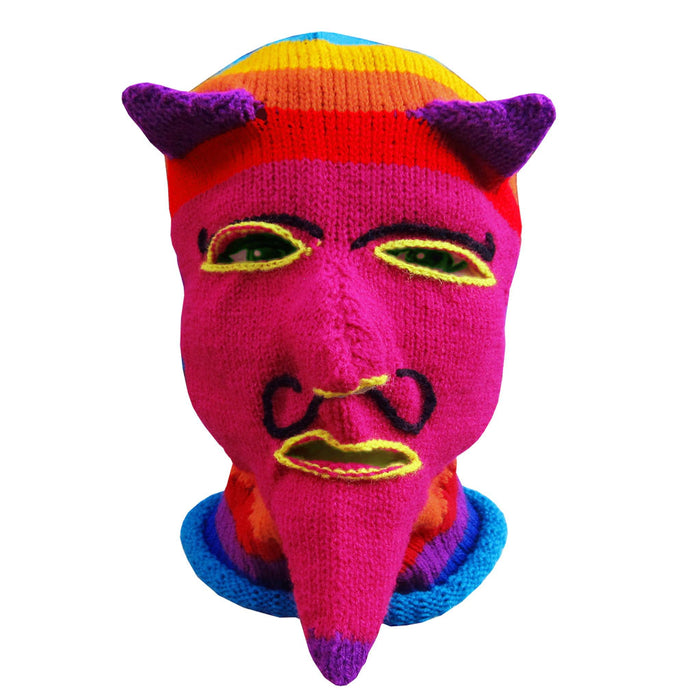 Mamakolla Handmade Carnival Mask: Diablito Tinkus Ukuku - In Wiphala Flag Colors - For Kids