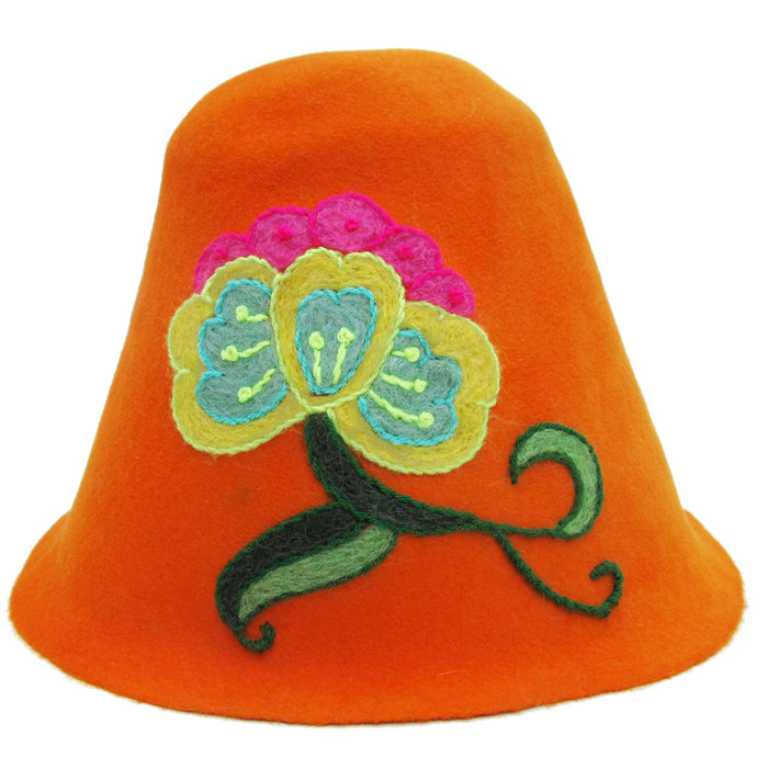 Mamakolla Handmade Embroidered Felt Hat: Artisanal Peruvian Capelina with Floral Embroidery - Adult Peruvian Hat