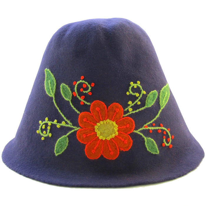 Mamakolla Handmade Embroidered Felt Hat: Artisanal Peruvian Capelina with Floral Embroidery - Adult Peruvian Hat