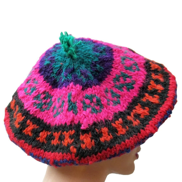 Mamakolla Handmade Multicolor Sheepskin Beret for Women - Artisan Crafted Beret in Vibrant Colors