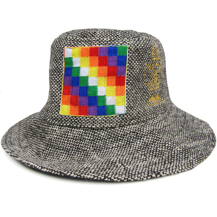 Mamakolla Premium Andean Side Images Hat - White-Silver Adult Size - Indigenous Flag Design - Women's Fit