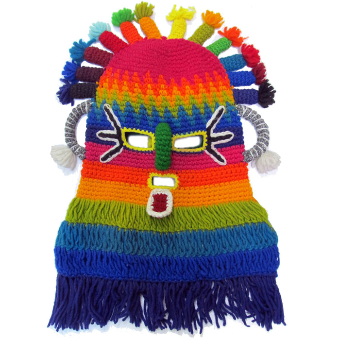 Mamakolla The Ultimate Handmade 55x35cm Crochet Mask: Inti Raymi Festival Character - Embrace the Dual Cosmos with this Beautiful Ecuadorian Diablo Huma Mask
