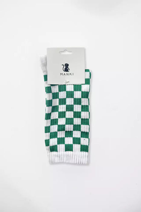 Manki | Cotton Chess Checkered Fashion Socks - Green Comfort