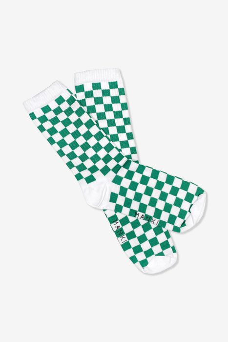 Manki | Cotton Chess Checkered Fashion Socks - Green Comfort