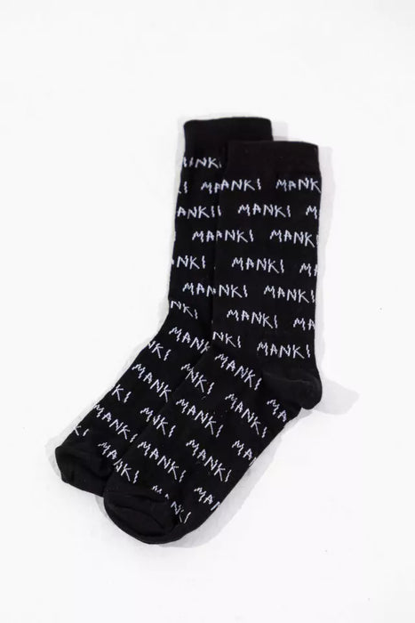 Manki | Cotton Fashion Socks - Black Comfort | Embroidered Logo