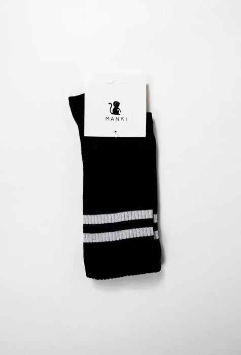 Manki | Cotton Striped Fashion Socks - Black Comfort
