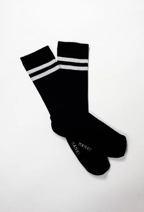 Manki | Cotton Striped Fashion Socks - Black Comfort