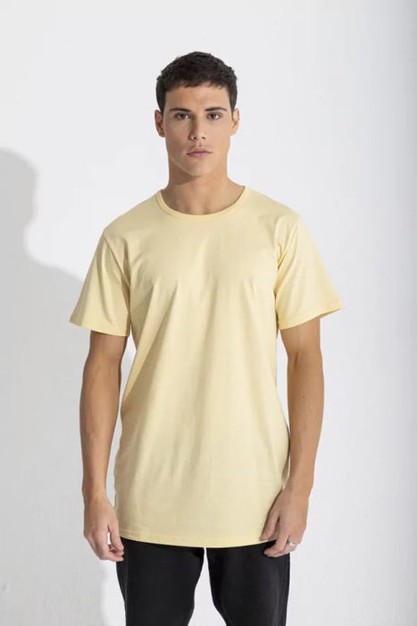 Manki | Men's Short Sleeve Basic Comfort Fashion Tee - Pastel Yellow