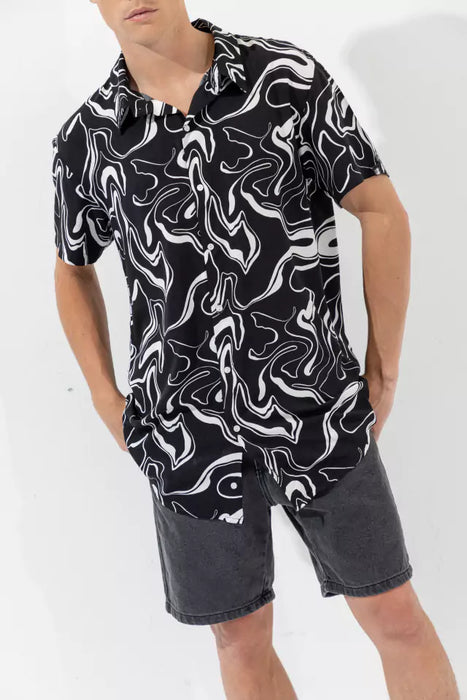 Manki | Short Sleeve Fashion Shirt: EGON Black - Stylish & Modern Choice