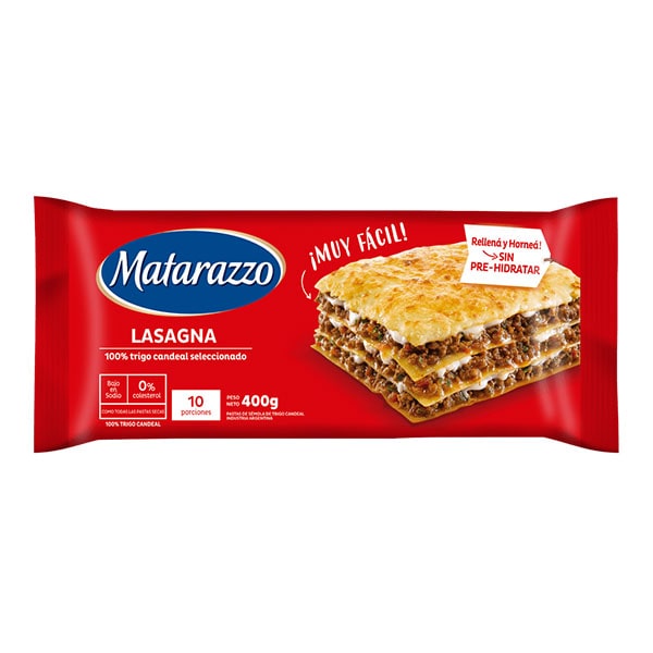 Matarazzo Lasagna Dry Pasta Lasagne Sheets Oven-Ready & Microwave-Ready, 400 g / 0.88 lb for 10 servings