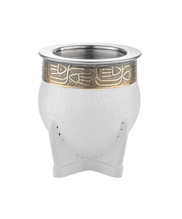 Laska Mates Premium White Stainless Steel Mate: Rupestre Design | Authentic South American Tradition (White)