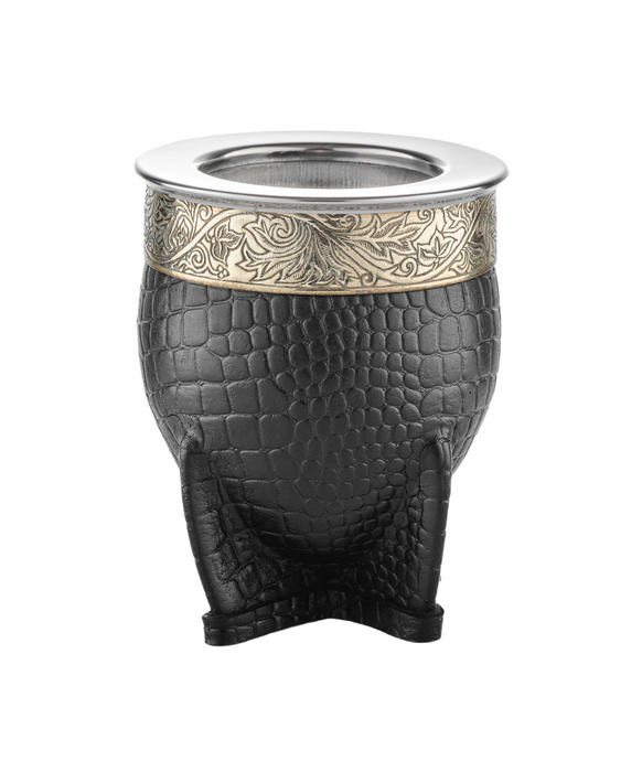Laska Mates Mate Imperial Deluxe Stainless Steel Mate Cup, Adorned with Genuine Leather – Premium Acero Inoxidable Elegance in Black