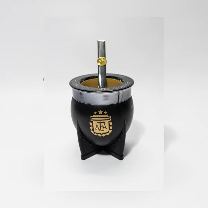 Mate Pampa - XL | Black Mate with Silver Ring | Argentina Selection Logo | World Champions 2022