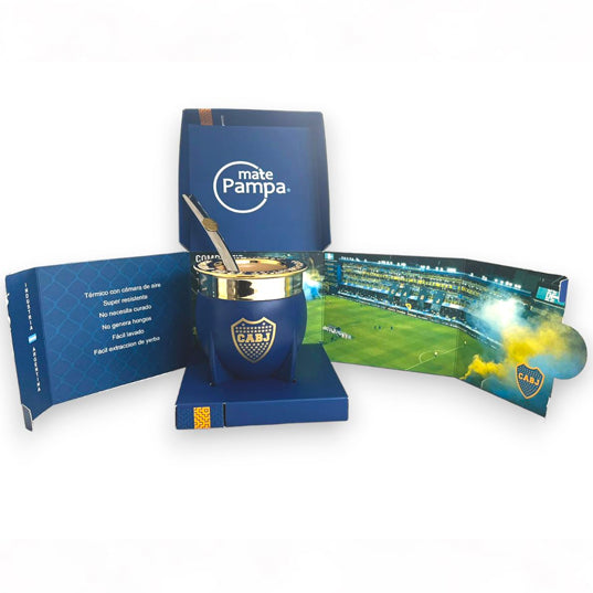 Mate Pampa | Boca Juniors : Includes Bombilla, Front Shield - Authentic Fan Collection
