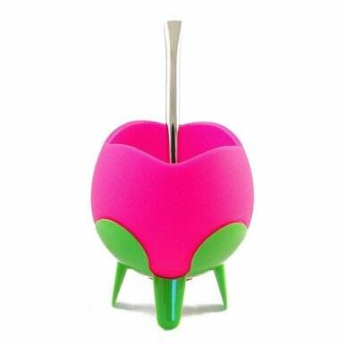 Mate Silicona Flor Silicone Mate Unique Flower Design with Bombilla Included Unbreakable Flexible Mate Dishwasher Safe  - Pink, 40 g / 1.3 fl oz cap
