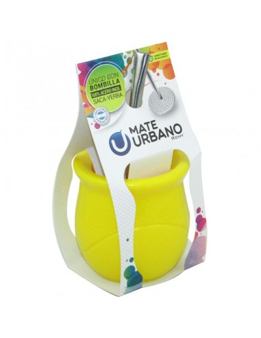 Mate Urbano Amarillo Yellow Design Mate Gourd with Self-Extracting Yerba, Easy to Clean