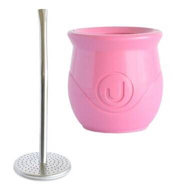 Mate Urbano Rosa Pink Design Mate Gourd with Self-Extracting Yerba, Easy to Clean
