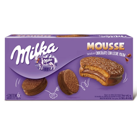 Milka Alfajor Minicake com Mousse de Chocolate, 252 g / 8,88 oz (caixa com 6) 