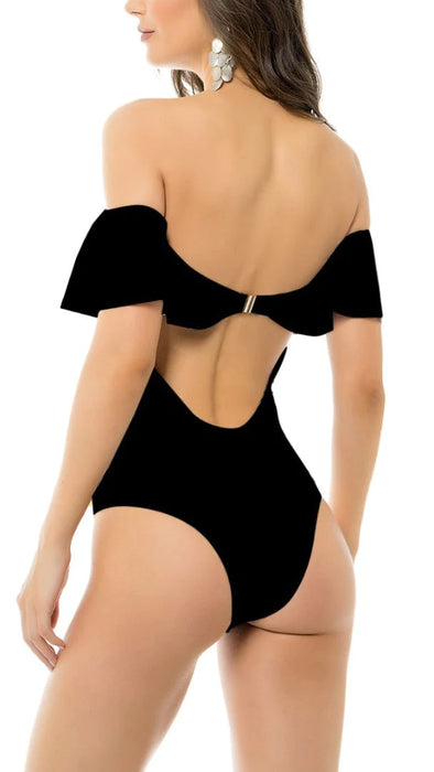 Miró Sol Bandeau Swimsuit with Ruffled Overlay & Detachable Straps - Stylish Swimwear