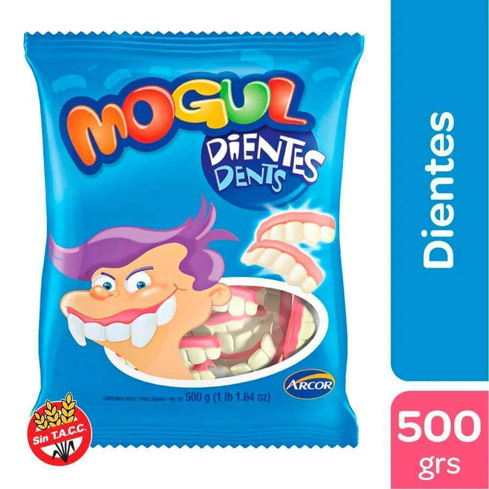 Mogul Gomitas Dientes Sabor Frutilla y Yogur Teeth Shaped Candies Gummies Strawberry Yoghurt Flavor, 500 g / 17.6 oz