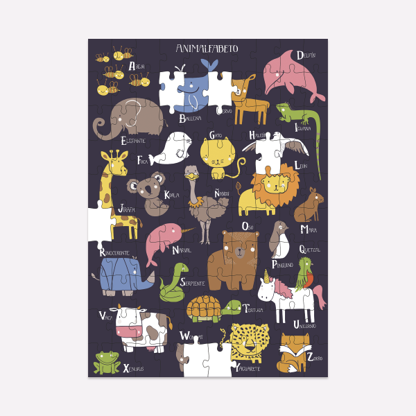 Monoblock Puzzle 100-Piece Artists Jigsaw Puzzle - Animalphabet
