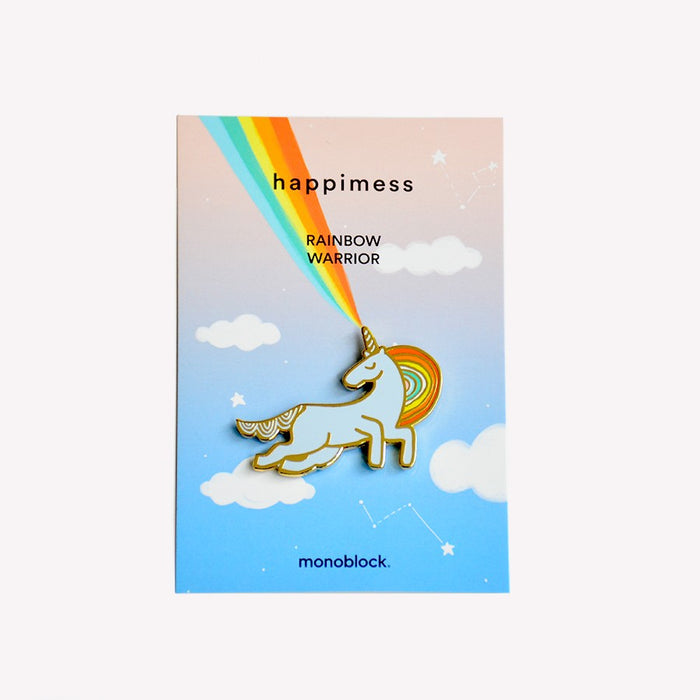 Monoblock | Vibrant Decor: Rainbow Warrior Pin for Clothing & Accessories - Happimess