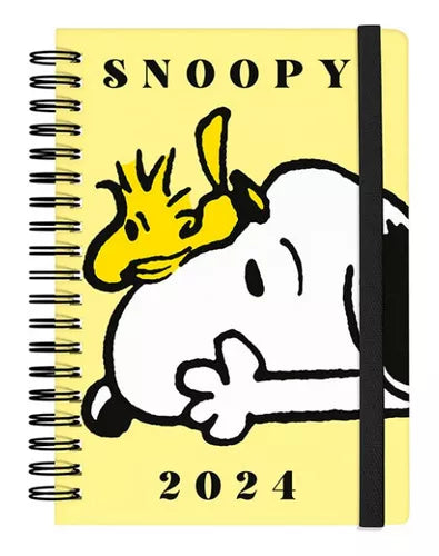 Mooving Agenda 2024 Snoopy Daily Planner - Yellow Cover, 1 Page Per Day