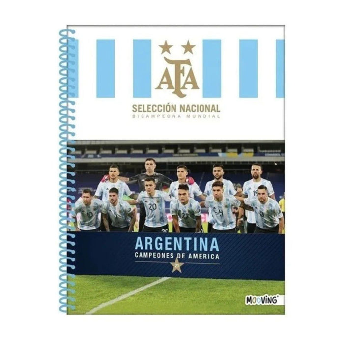 Mooving Cuaderno Tapa Blanda Rayado Selección Argentina Bicampeón 2021 Spiraled Soft Cover Notebook with 80 Matte White Sheets, 220 mm x 290 mm / 8.66 " x 11.41"