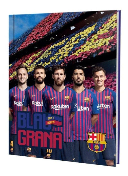 Mooving Cuaderno Tapa Dura Rayado Barcelona FC Striped Hard Cover Notebook with 48 Matte White Sheets, 195 mm x 240 mm / 7.67 " x 9.44"