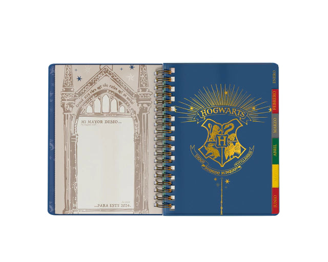 Mooving Harry Potter Agenda - Organize Your Magic Moments in Style with our 14x20 Gold Stamped Planner (Spanish)