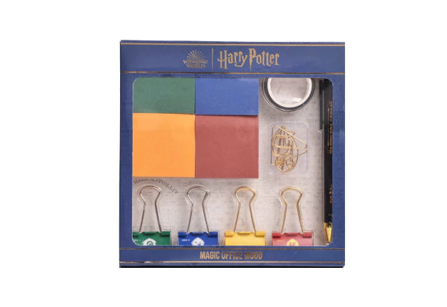 Mooving Harry Potter Office Set - Complete Your Workspace Magic with Magnetic Buttons, Clips, Binder Clips, Pen, and Sticky Notes