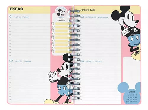 Mooving Mickey Mouse 2024 Planner - 14 cm x 20 cm - 2 Days Per