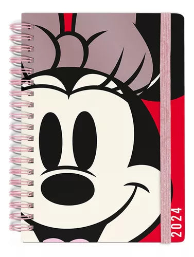Mooving Minnie Mouse Disney 2024 Agenda - 2 Days Per Page - Stylish Daily Planner - Exclusive Design -  Spiral Notebook