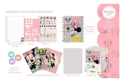 Mooving Minnie Mouse Loop Disc Notebook - Stylish and Functional Journal with Removable Pages